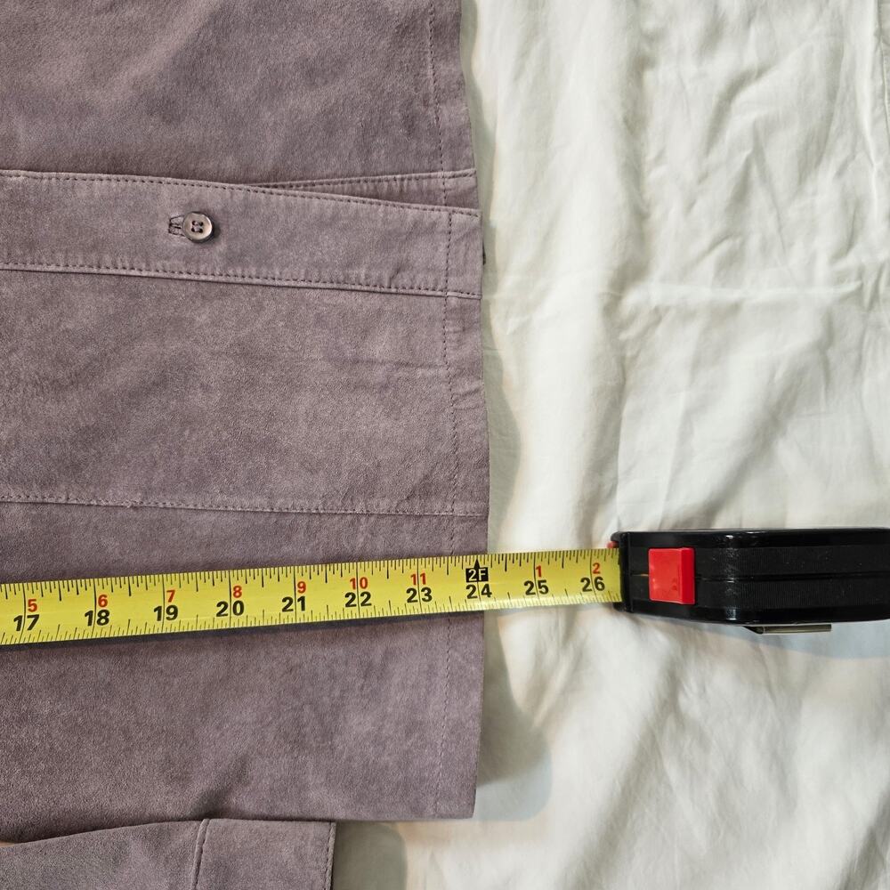 Bernardo Women Lavendar LongSleeve Buttonup Suede Western Shacket size L petite - Picture 4 of 6
